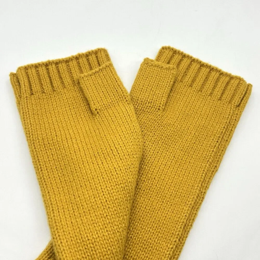 NWT Frye Womens Gloves Cable-Knit Fingerless Arm/Wrist Warmer Mustard Yellow OS